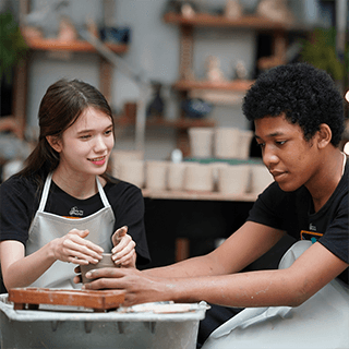 Students in a hands-on STEAM activity